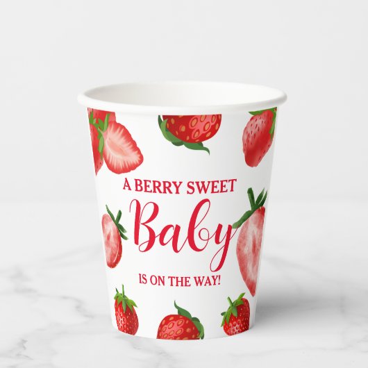 Strawberry Berry Sweet Baby shower Onderweg Papieren Bekers (Voorkant)