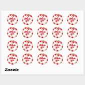 Strawberry Berry Sweet Birthday Dank je Ronde Sticker (Vel)