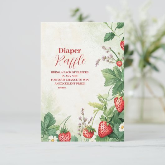 Strawberry Berry Sweet Diapper Raffle Informatiekaartje (Staand voorkant)