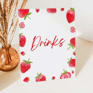Strawberry Berry Sweet Drinken Party Reclamebord Met Voetstuk