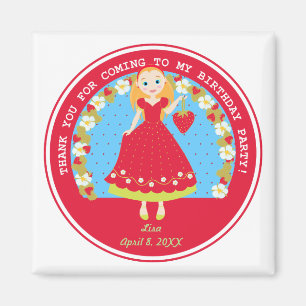 Strawberry Birthday Party Girl Magneet