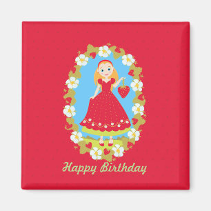 Strawberry Birthday Party Girl Magneet