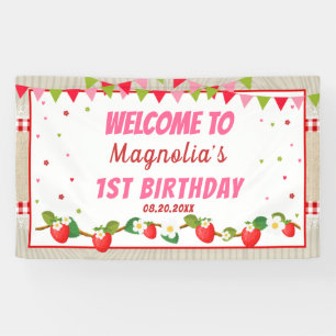 Strawberry Birthday Red Camco Blanket Backdrop Spandoek