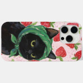 Strawberry black Cute Cat Phone Case Kawaii  (Achterkant (horizontaal))