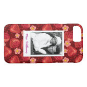 Strawberry Blossom Pattern | Monogram Case-Mate iPhone Case (Achterkant (Horizontaal))