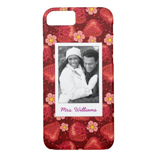 Strawberry Blossom Pattern | Monogram Case-Mate iPhone Case (Achterkant)