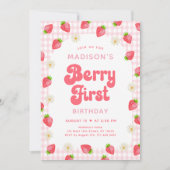 Strawberry Boho DaisyBerry eerste verjaardag Kaart (Voorkant)