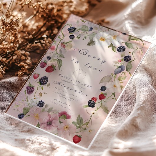 Strawberry Bow Bridal Shower Invitation