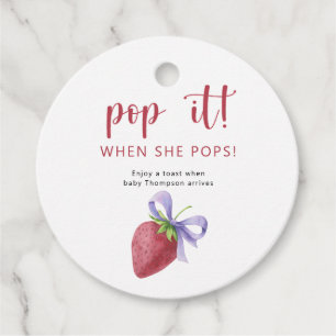 Strawberry Bow Pop het als ze poppen Bedankjes Labels