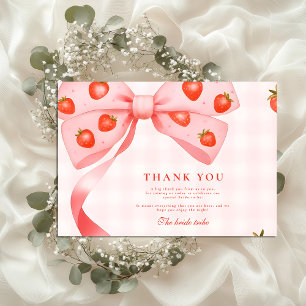 Strawberry Bow Vrijgezellenfeest Bedankkaart