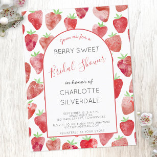 Strawberry Bridal Shower Invitation Briefkaart
