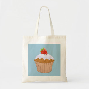 Strawberry Bun op Blue Cute Tote Bag