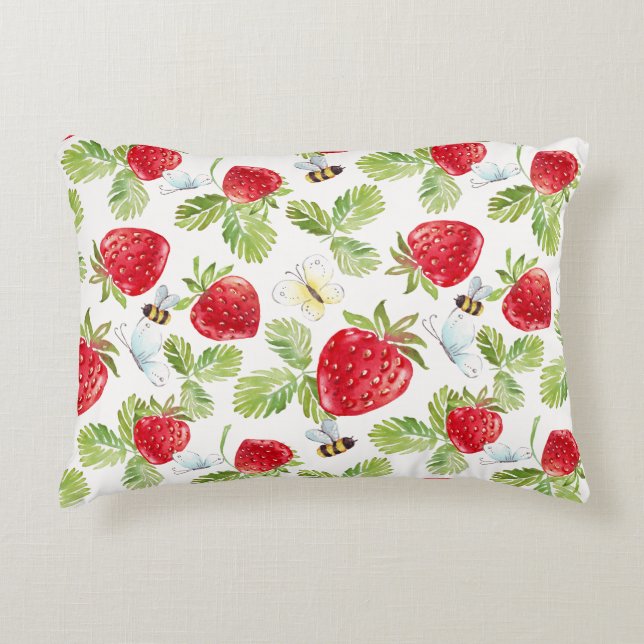 Strawberry Buzz Accent Pillow Kussen (Voorkant)