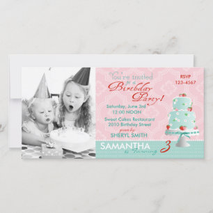 Strawberry Cake Invitation Photo Card