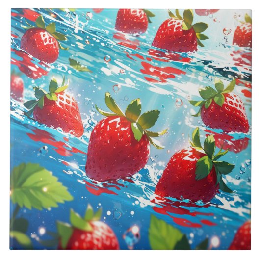 Strawberry Ceramic Tile Tegeltje (Voorkant)