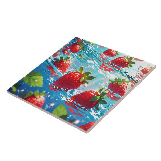 Strawberry Ceramic Tile Tegeltje (Zijkant)