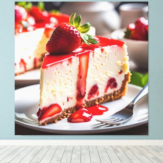 Strawberry Cheesecake Canvas Afdruk (Insitu (Houten vloer))