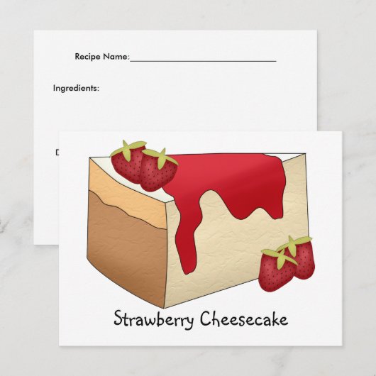 Strawberry Cheesecake Recipcard Briefkaart (Voorkant / Achterkant)