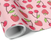 Strawberry Cherry Fruit Pattern Cute Gift Cadeaupapier (Rol Hoek)