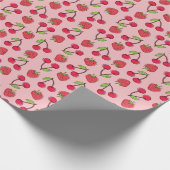 Strawberry Cherry Fruit Pattern Cute Gift Cadeaupapier (Hoek)