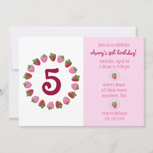 Strawberry Circle Invitation Kaart (Voorkant)
