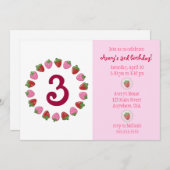 Strawberry Circle Invitation Kaart (Voorkant / Achterkant)