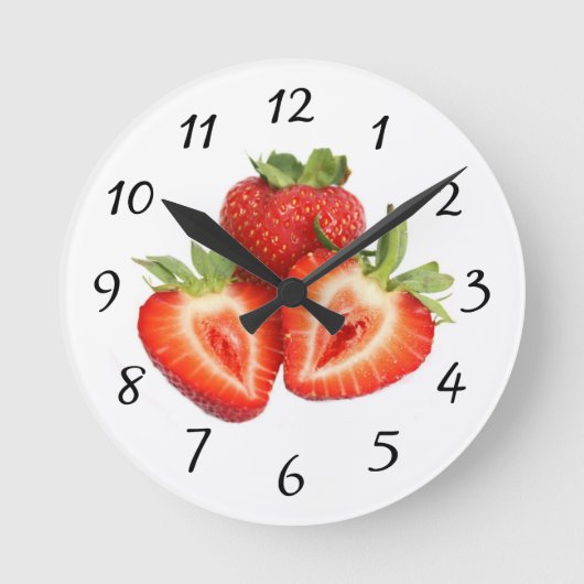 Strawberry Clock Ronde Klok (Voorkant)