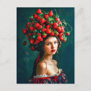 Strawberry Crown Barok Lady Feestdagenkaart