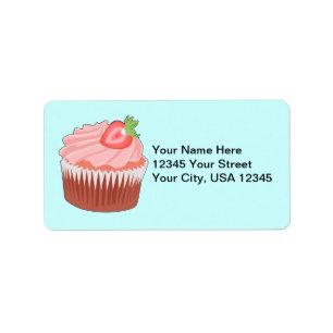 Strawberry Cupcake adreslabel Etiket