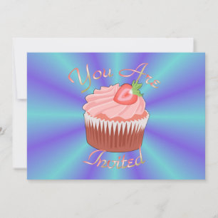 Strawberry Cupcake Invitation Kaart