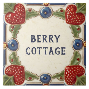 Strawberry Custom House Name Bord Plaqueteken Tegeltje