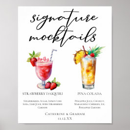 Strawberry Daiquiri Piña Colada Mocktails Menu Poster
