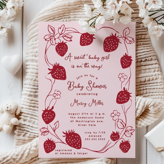 Strawberry Delight-Baby shower Kaart