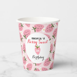 Strawberry Delight eerste verjaardag Papieren Bekers