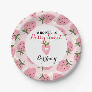 Strawberry Delight eerste verjaardag Papieren Bordje