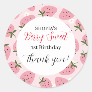 Strawberry Delight eerste verjaardag Ronde Sticker