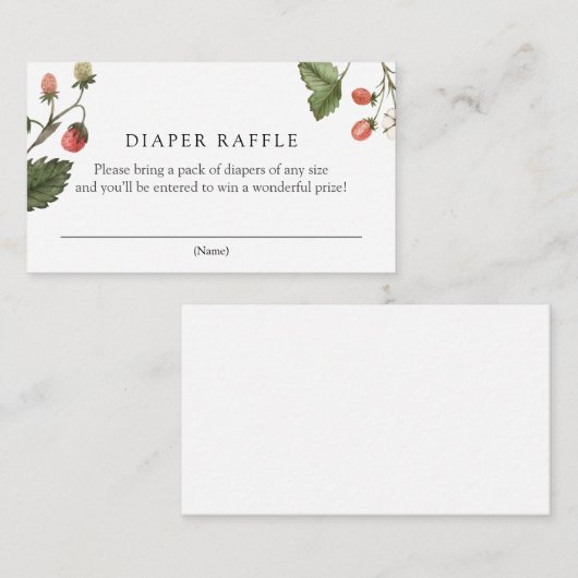 Strawberry Diaper Raffle Enclosure Card Informatiekaartje (Voorkant / Achterkant)