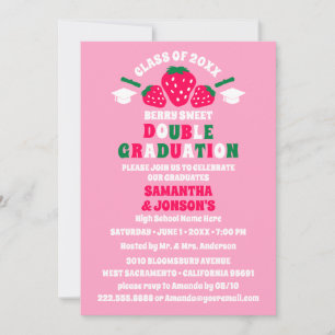 Strawberry Double Graduation Party Uitnodigingen