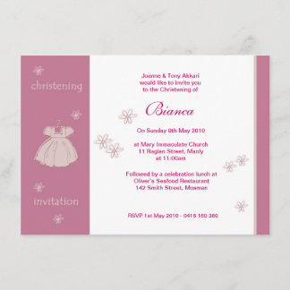 Strawberry Dress Christening Invitations Kaart