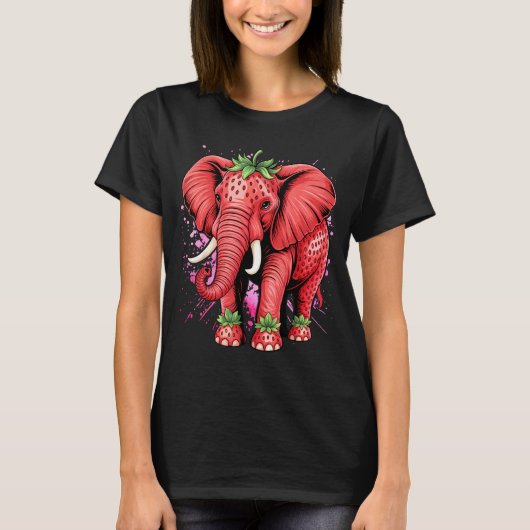 Strawberry Elephant Italian Brain Rot Meme Birthda T-shirt (Voorkant)
