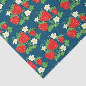 Strawberry en Flowers Pattern Blue Tissuepapier (Detail)