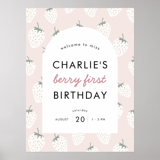 Strawberry Fields Berry First Birthday | Welkom Poster (Voorkant)