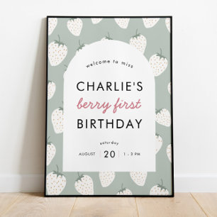Strawberry Fields Berry First Birthday Welkom Poster