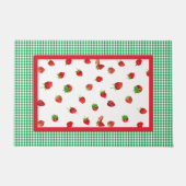 Strawberry Fields en Green Gingham Check Deurmat (Voorkant)