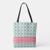 Strawberry Fields - Red Gingham Check Monogram Draagtas (Achterkant)