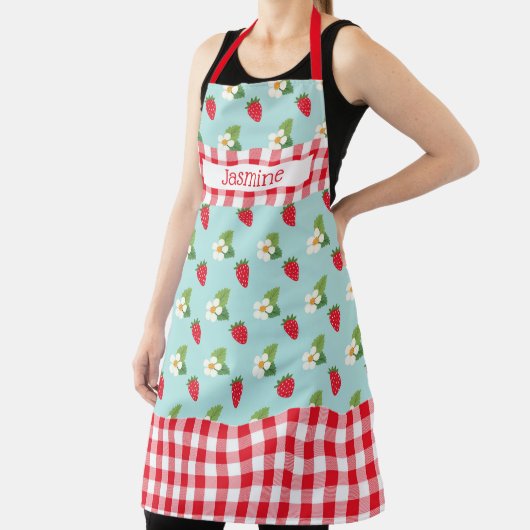 Strawberry Fields Red Gingham Check Personalized Schort (Insitu)