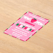 Strawberry First Birthday Celebration Acryl Uitnodigingen (Laagn)