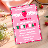 Strawberry First Birthday Celebration Invitation