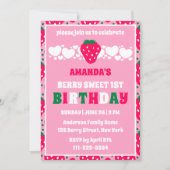 Strawberry First Birthday Celebration Invitation Kaart (Voorkant)