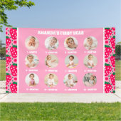 Strawberry First Birthday Celebration Milestone Spandoek (Buitenkant)